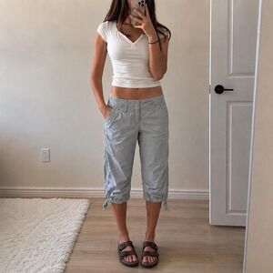 Jacob Y2K Light Grey Cargo Capris Pants Utility Low Rise Women 3/4 Gorpcore